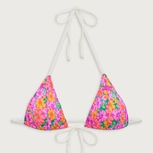 New! Frankie's Coastal Micro Triangle String Floral Bikini Top 1062